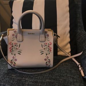 Calvin Klein white mini  embroidered hand bag